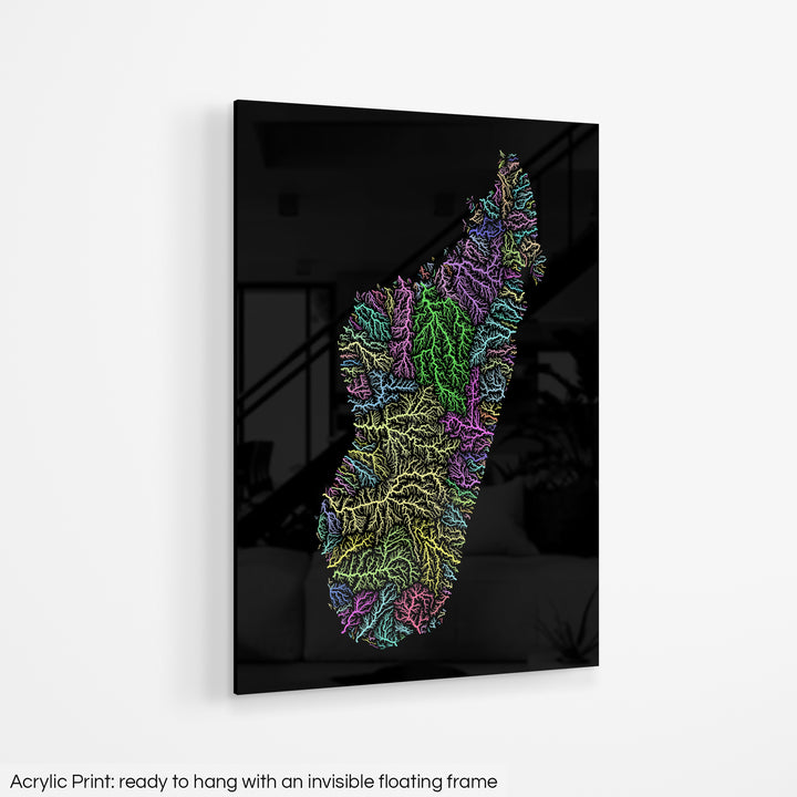 Madagascar - River basin map, pastel colours - Wall Art