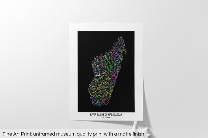 Madagascar - River basin map, pastel colours - Wall Art