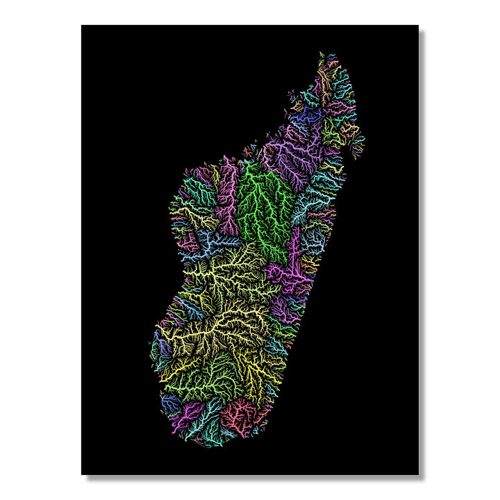 Madagascar - River basin map, pastel colours - Wall Art