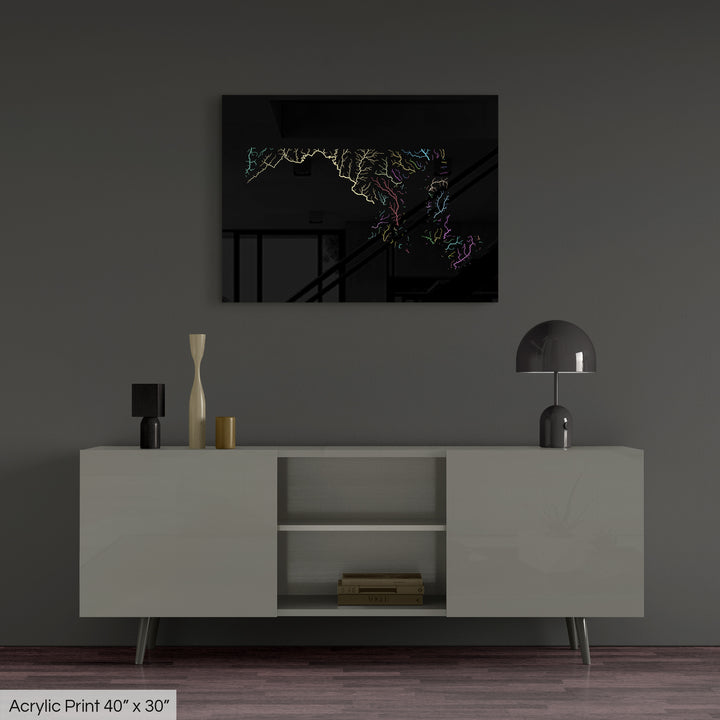Maryland - River basin map, pastel colours - Wall Art