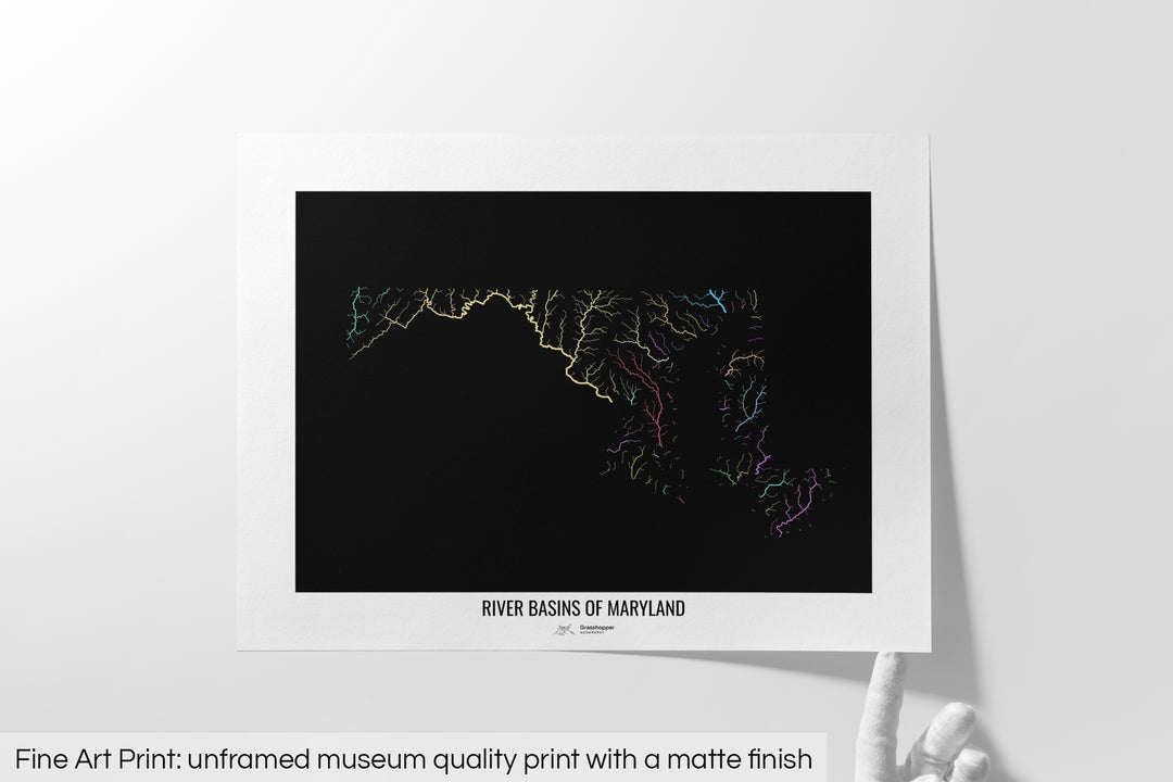 Maryland - River basin map, pastel colours - Wall Art