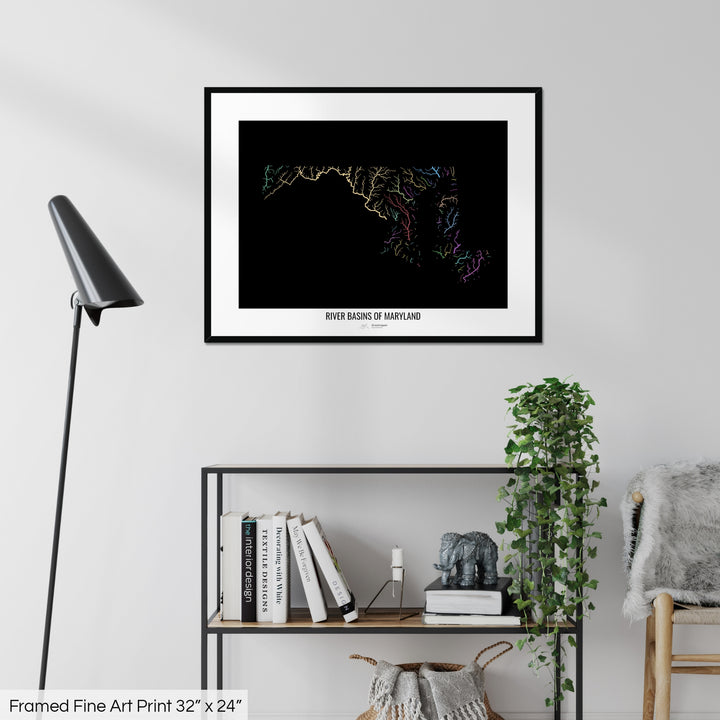 Maryland - River basin map, pastel colours - Wall Art
