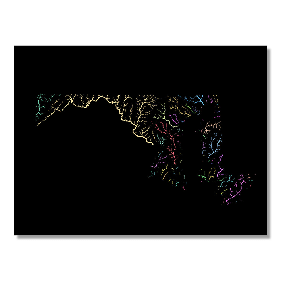 Maryland - River basin map, pastel colours - Wall Art