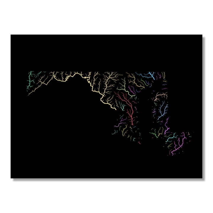 Maryland - River basin map, pastel colours - Wall Art