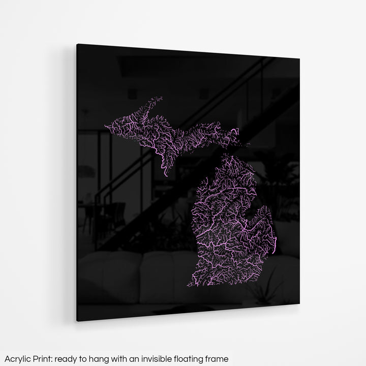 Michigan - River basin map, pastel colours - Wall Art
