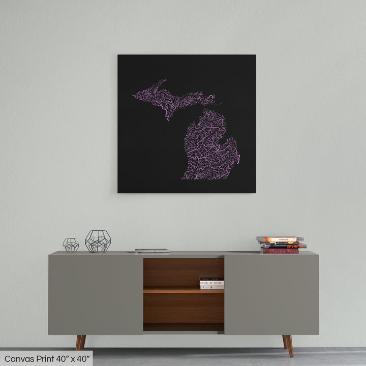 Michigan - River basin map, pastel colours - Wall Art