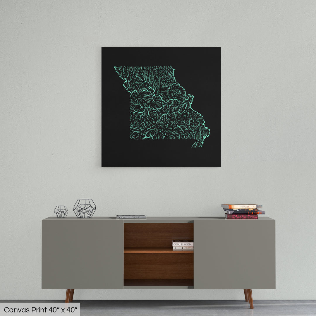 Missouri - River basin map, pastel colours - Wall Art