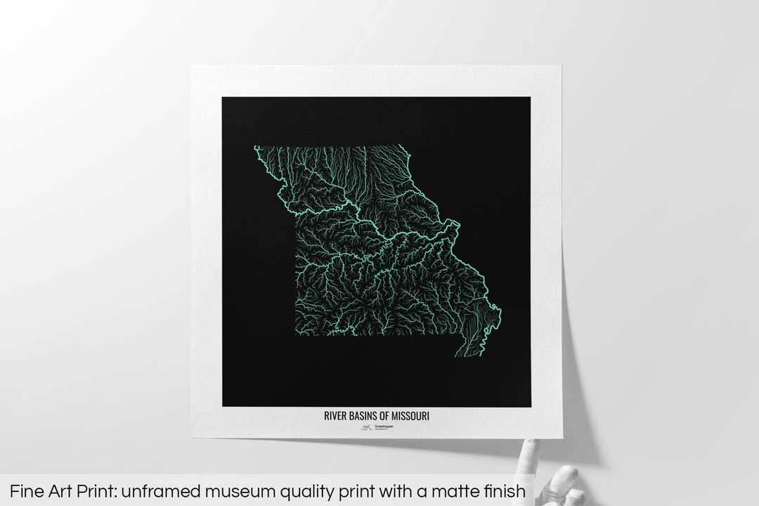 Missouri - River basin map, pastel colours - Wall Art