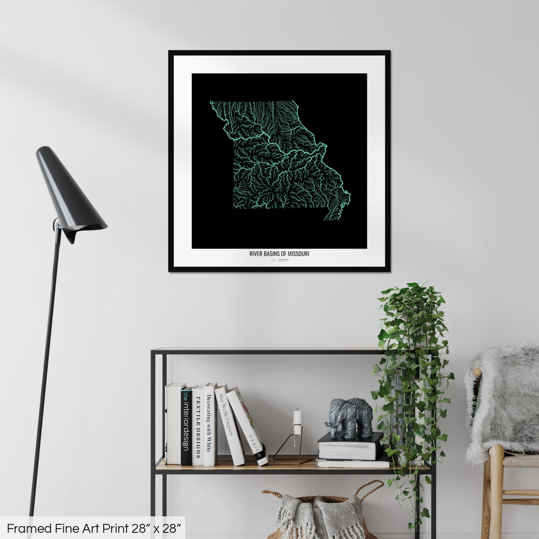 Missouri - River basin map, pastel colours - Wall Art