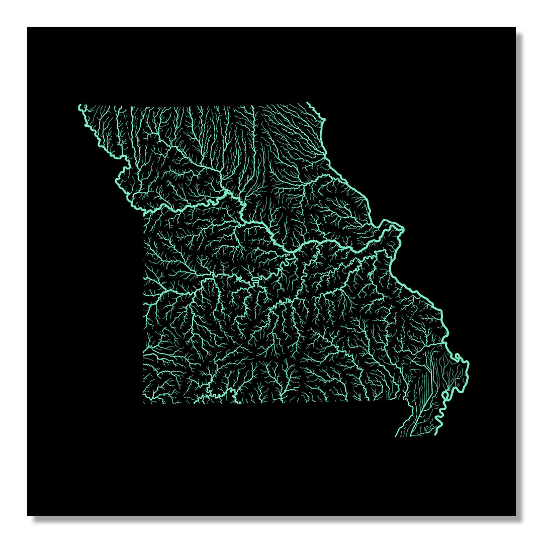 Missouri - River basin map, pastel colours - Wall Art