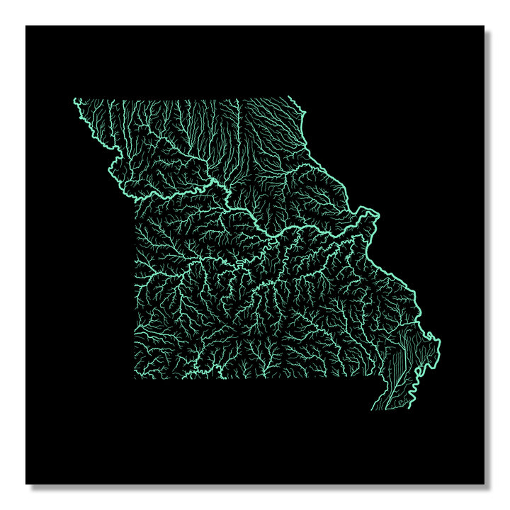 Missouri - River basin map, pastel colours - Wall Art