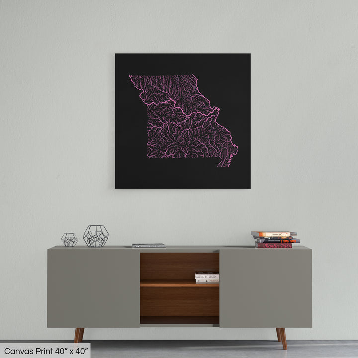 Missouri - River basin map, rainbow colours - Wall Art