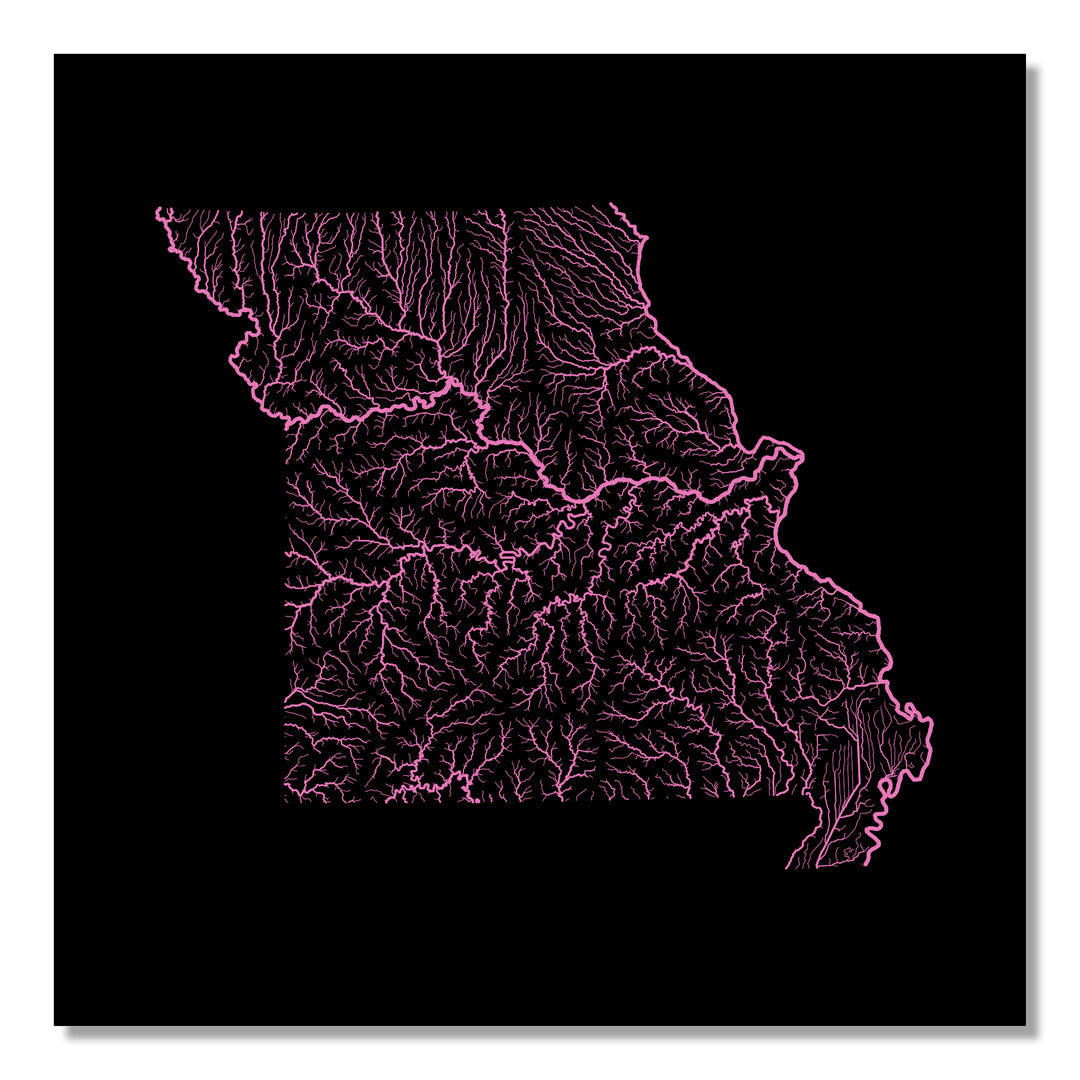Missouri - River basin map, rainbow colours - Wall Art