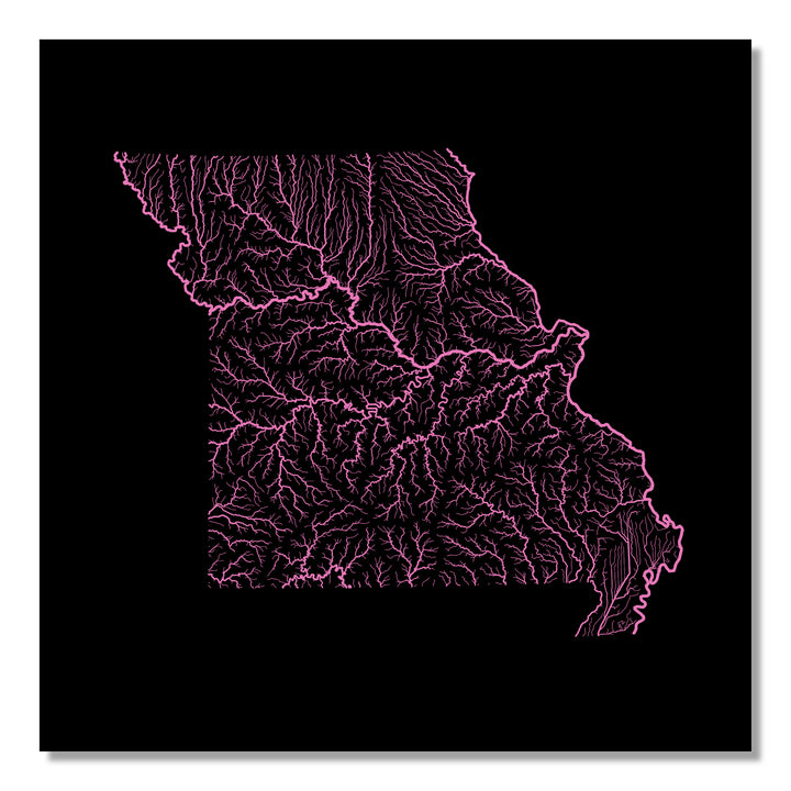 Missouri - River basin map, rainbow colours - Wall Art