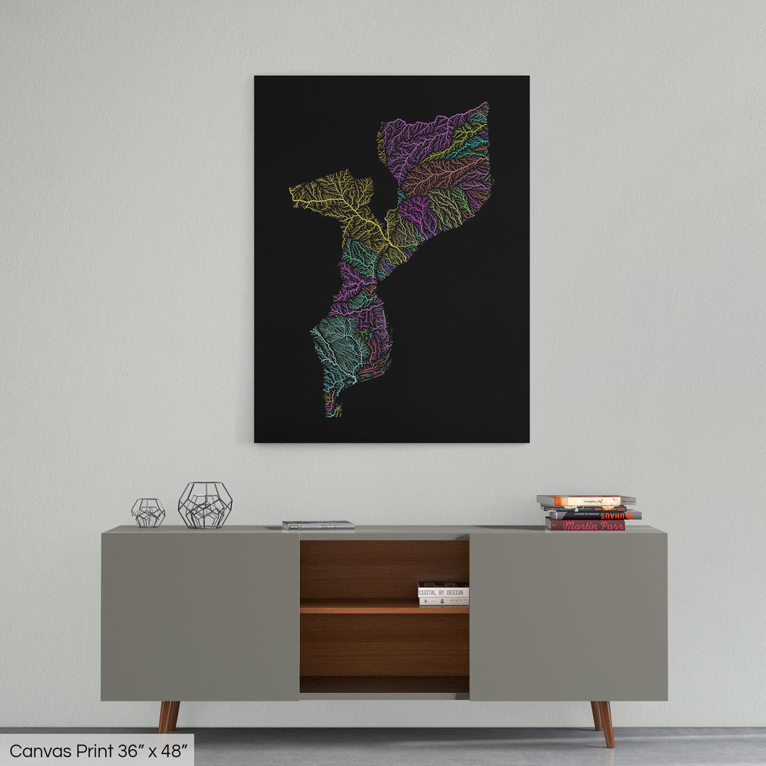 Mozambique - River basin map, pastel colours - Wall Art