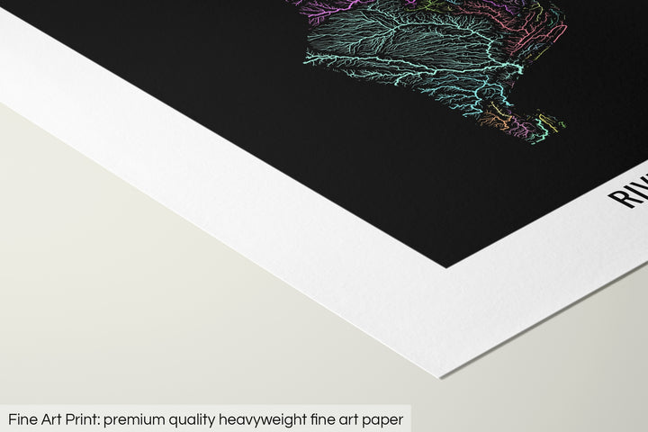 Mozambique - River basin map, pastel colours - Wall Art