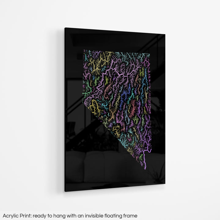 Nevada - River basin map, pastel colours - Wall Art