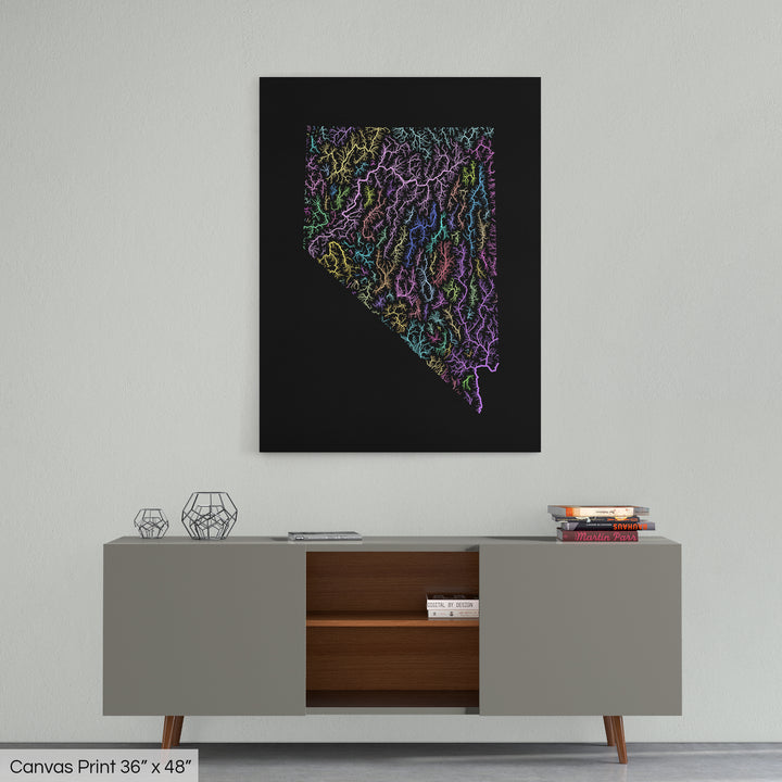 Nevada - River basin map, pastel colours - Wall Art