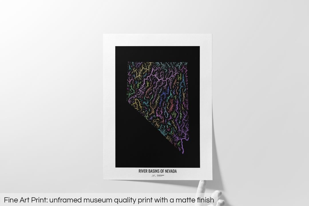 Nevada - River basin map, pastel colours - Wall Art