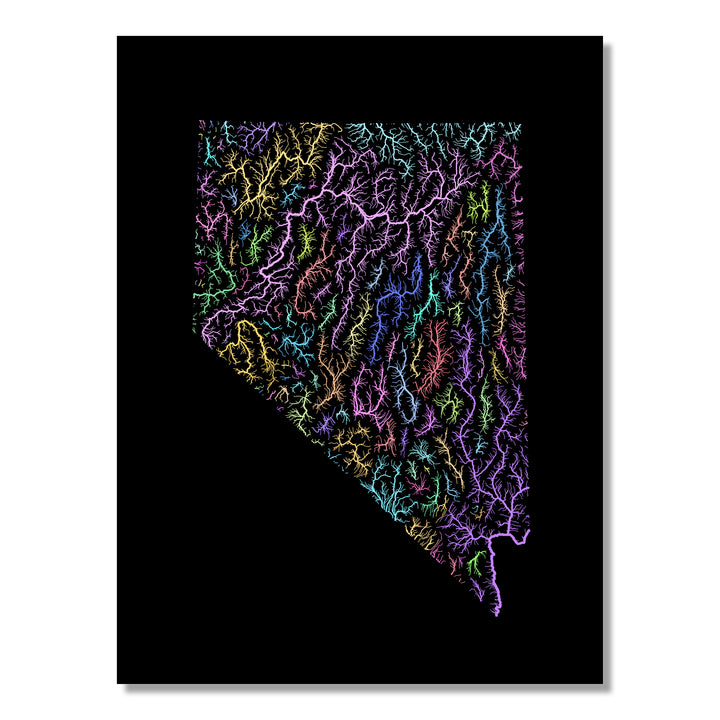 Nevada - River basin map, pastel colours - Wall Art