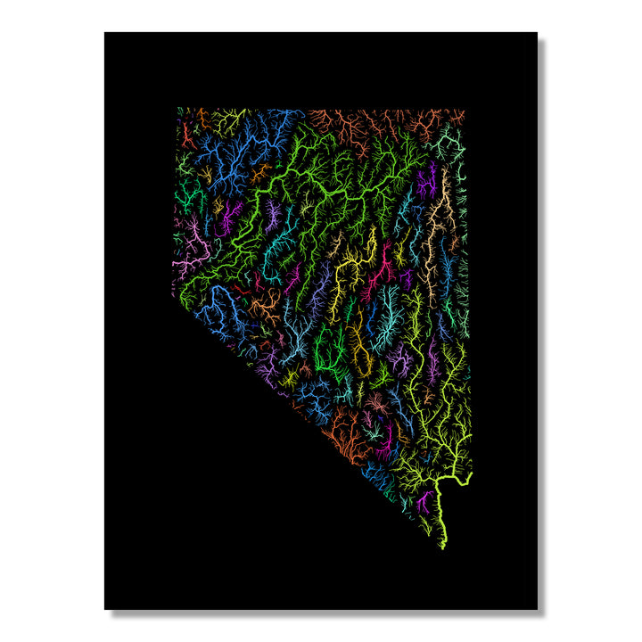 Nevada - River basin map, rainbow colours - Wall Art