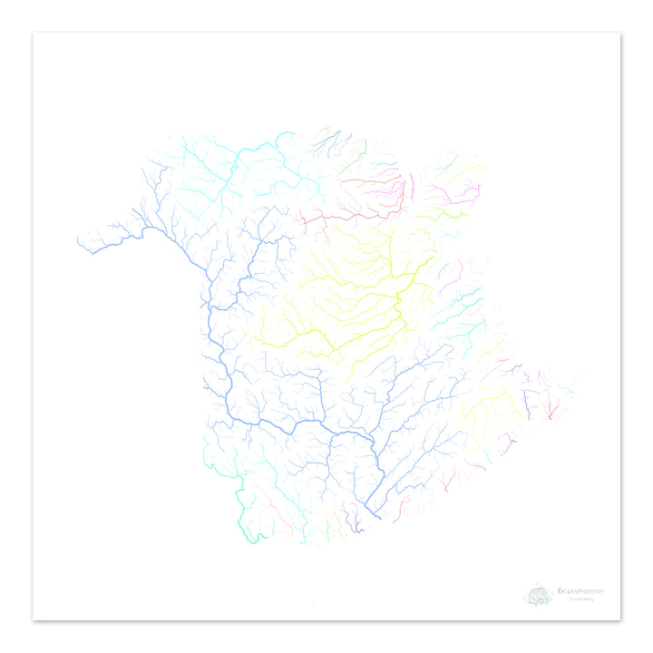 New Brunswick - River basin map, pastel on white - Fine Art Print