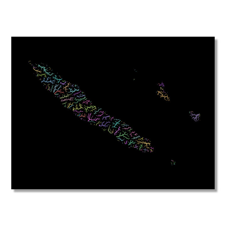 New Caledonia - River basin map, pastel colours - Wall Art