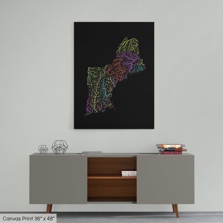 New England - River basin map, pastel colours - Wall Art