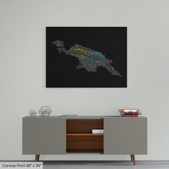 New Guinea - River basin map, pastel colours - Wall Art