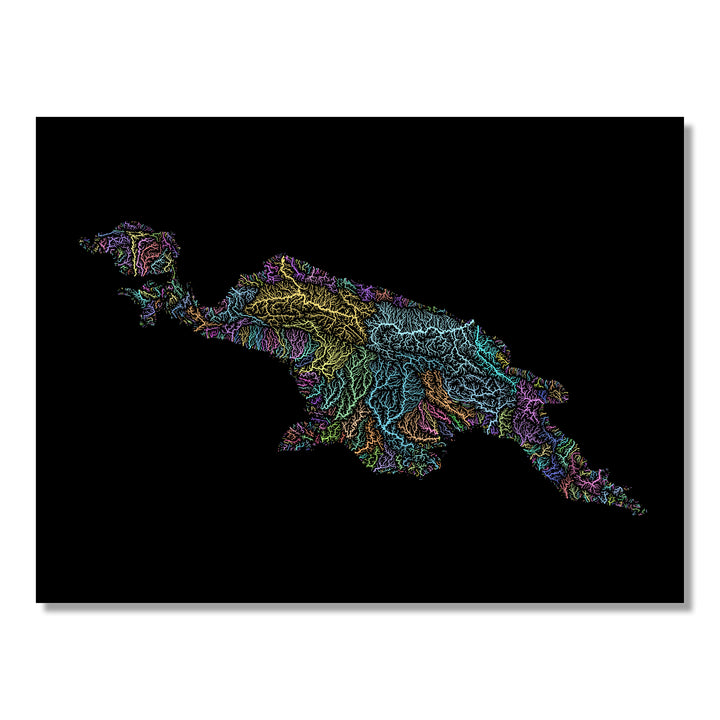 New Guinea - River basin map, pastel colours - Wall Art