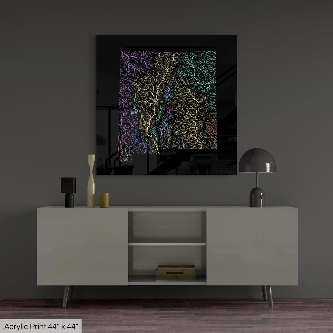 New Mexico - River basin map, pastel colours - Wall Art