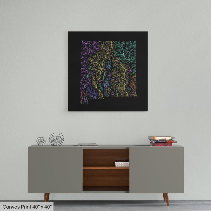 New Mexico - River basin map, pastel colours - Wall Art