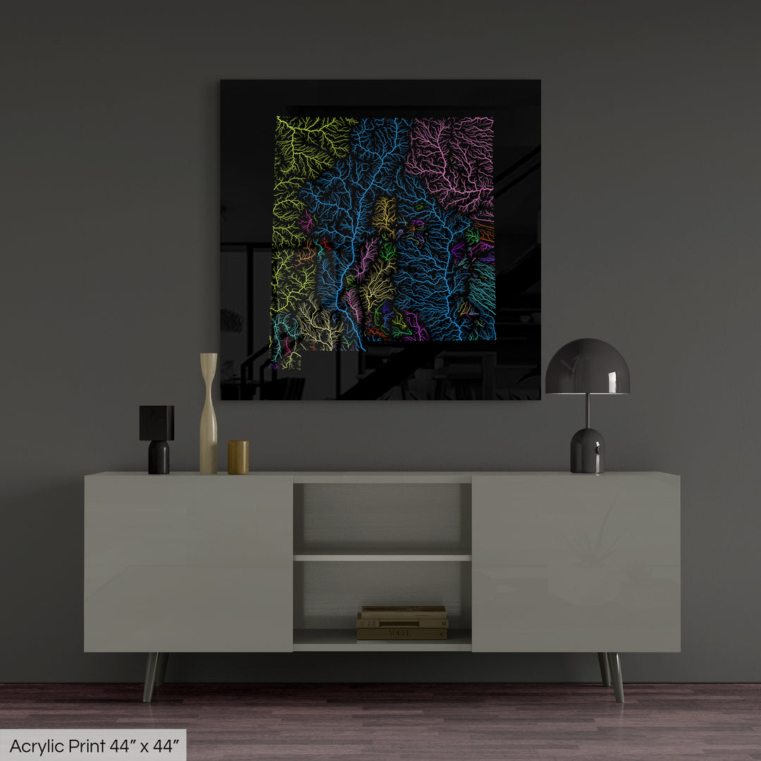 New Mexico - River basin map, rainbow colours - Wall Art
