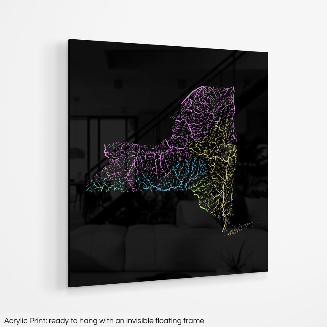 New York - River basin map, pastel colours - Wall Art