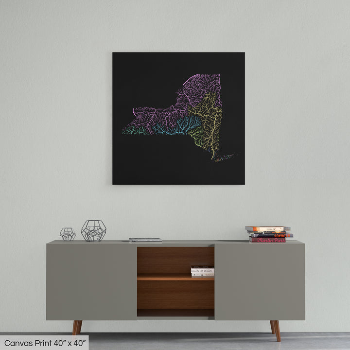 New York - River basin map, pastel colours - Wall Art