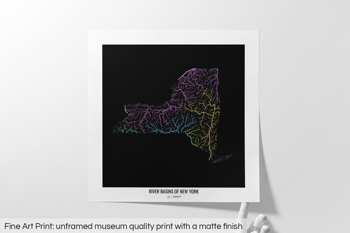 New York - River basin map, pastel colours - Wall Art