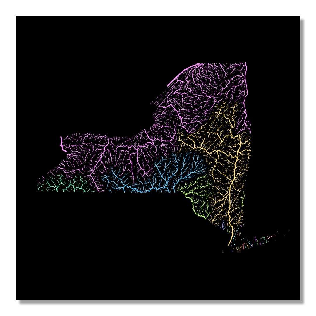 New York - River basin map, pastel colours - Wall Art