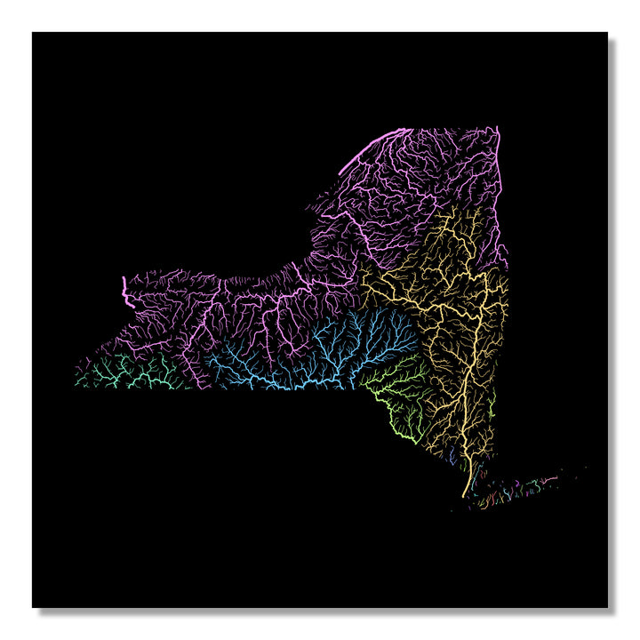 New York - River basin map, pastel colours - Wall Art