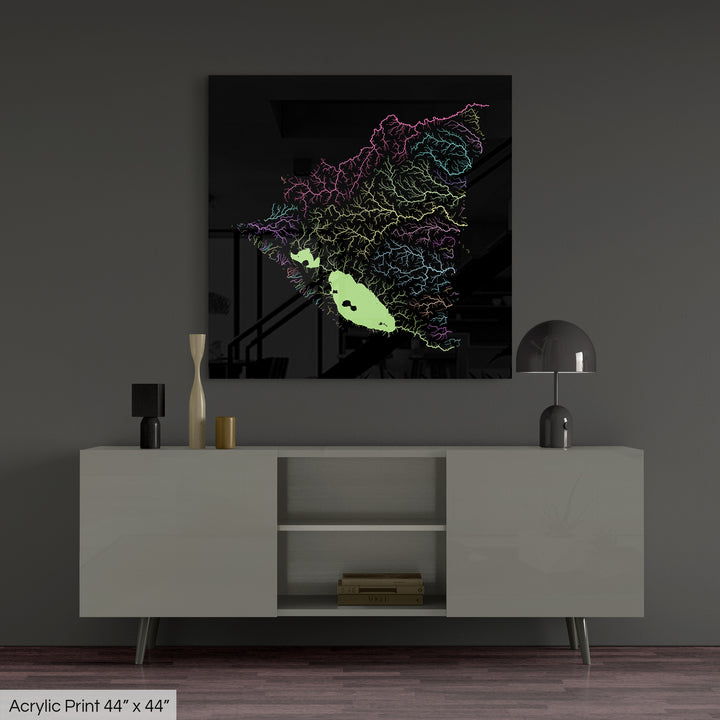 Nicaragua - River basin map, pastel colours - Wall Art