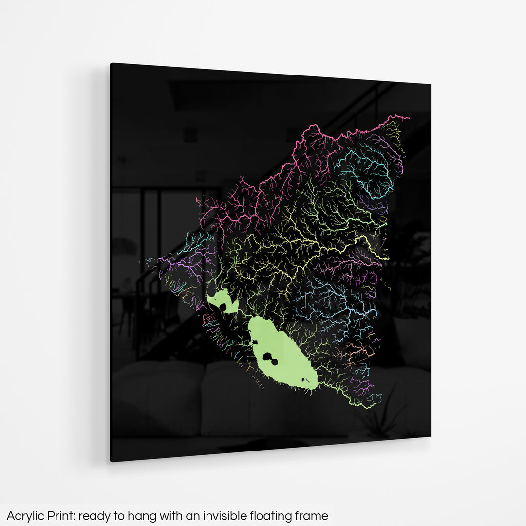 Nicaragua - River basin map, pastel colours - Wall Art