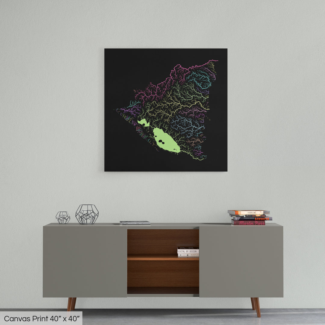 Nicaragua - River basin map, pastel colours - Wall Art