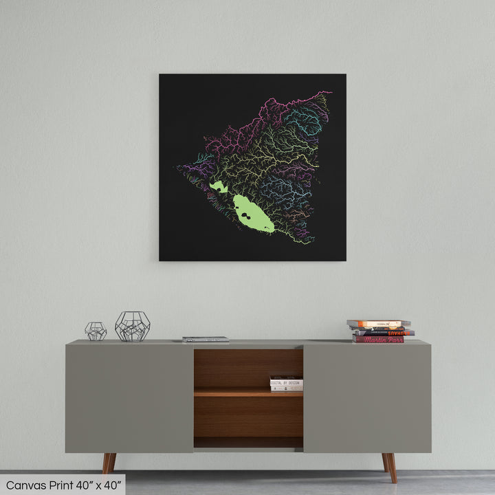 Nicaragua - River basin map, pastel colours - Wall Art