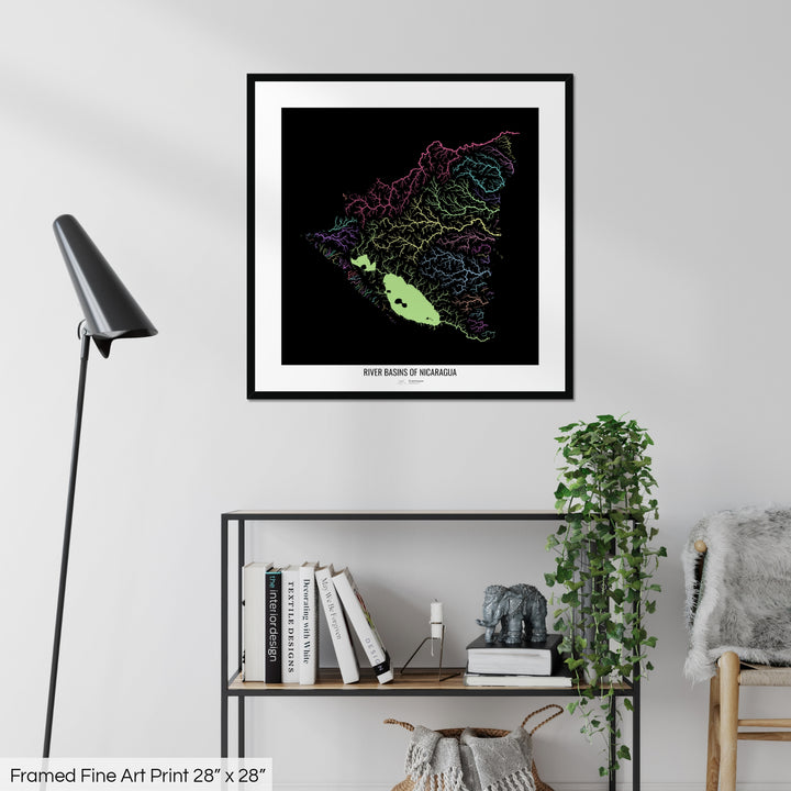 Nicaragua - River basin map, pastel colours - Wall Art