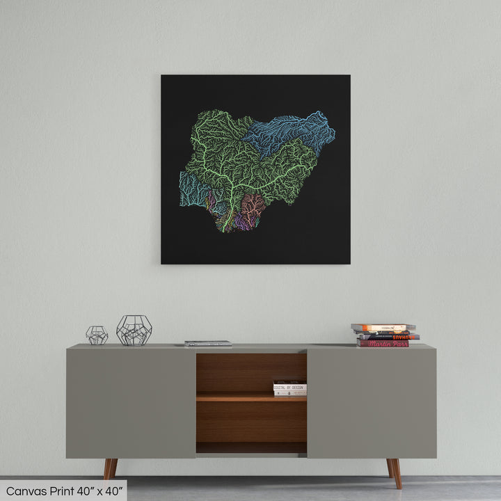Nigeria - River basin map, pastel colours - Wall Art