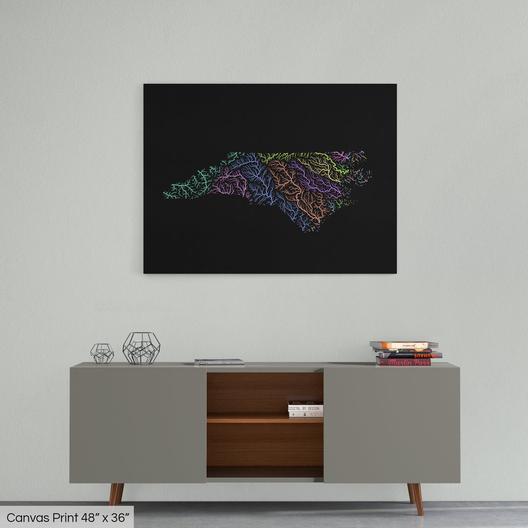 North Carolina - River basin map, pastel colours - Wall Art