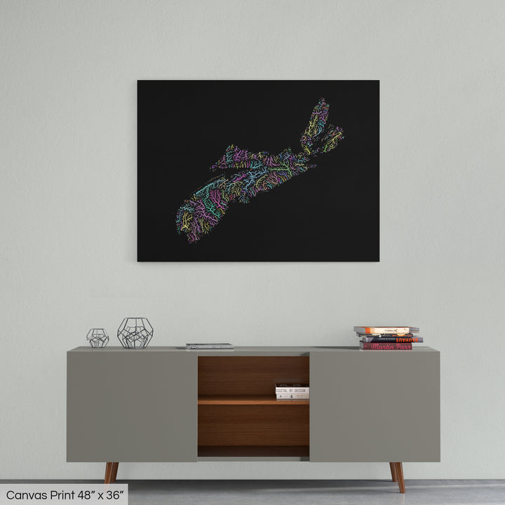 Nova Scotia - River basin map, pastel colours - Wall Art