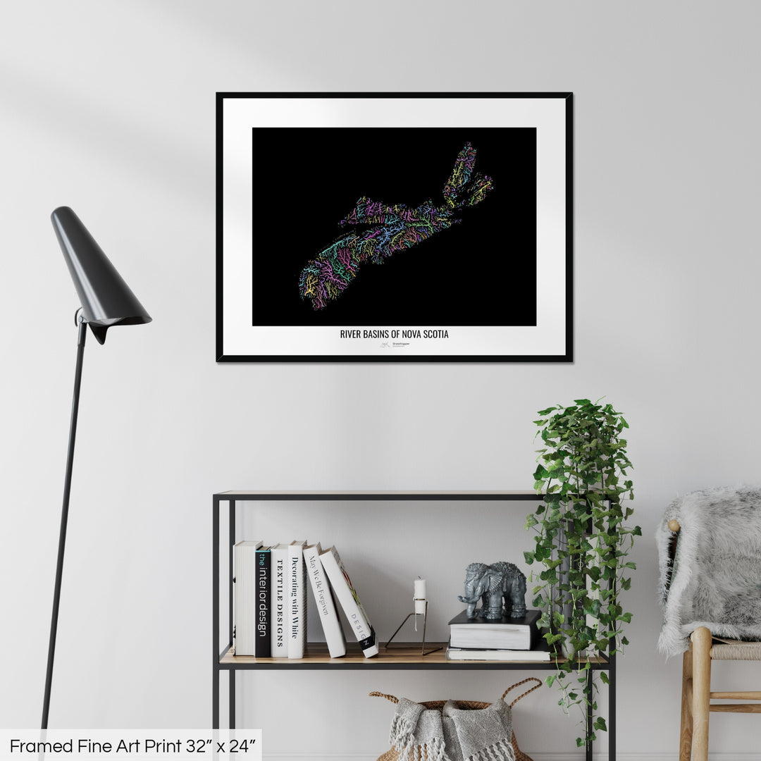 Nova Scotia - River basin map, pastel colours - Wall Art