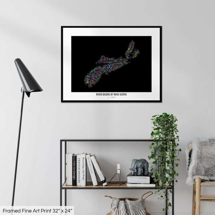 Nova Scotia - River basin map, pastel colours - Wall Art
