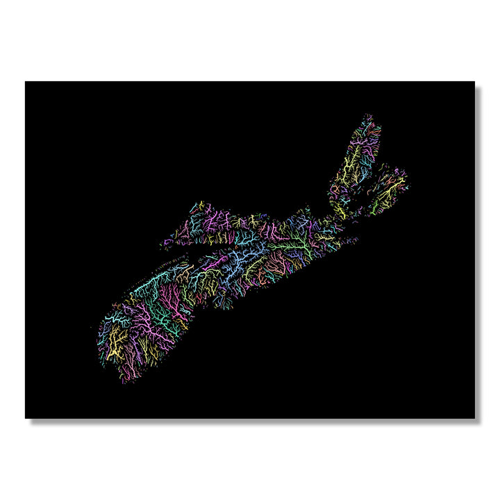 Nova Scotia - River basin map, pastel colours - Wall Art