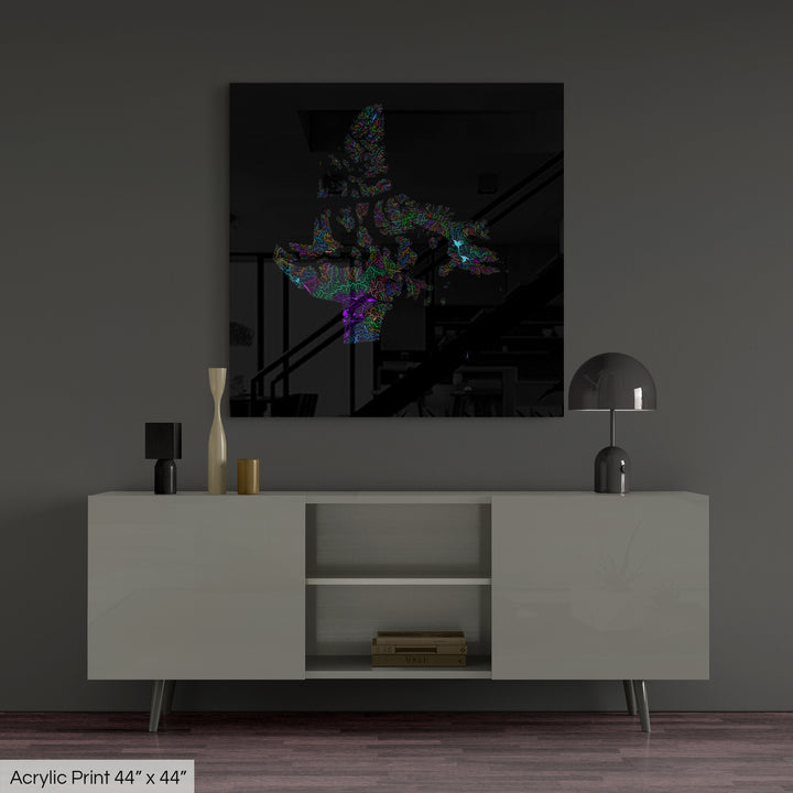 Nunavut - River basin map, pastel colours - Wall Art